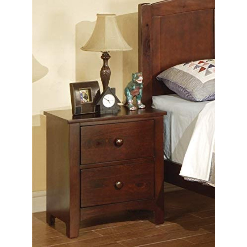 Red Barrel Studio® Elysabeth 2 Drawer Nightstand in Dark Cherry Wayfair